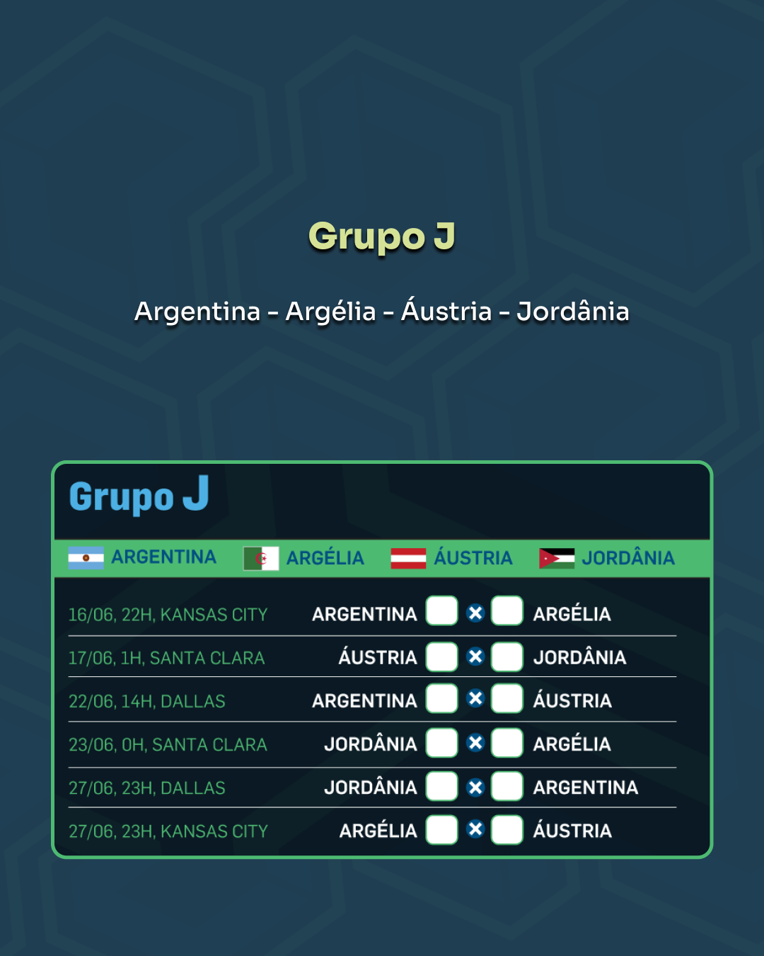 Arte 11 do carrossel digital da Copa do Mundo 2026